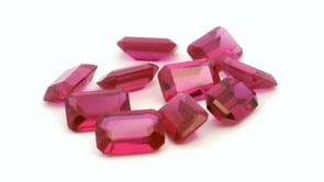 Synthetic Ruby Dark Pink 6x4mm Emerald Cut