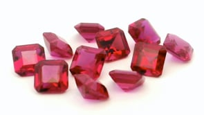 Synthetic Ruby 6.00mm Square Emerald Cut Dark Pink