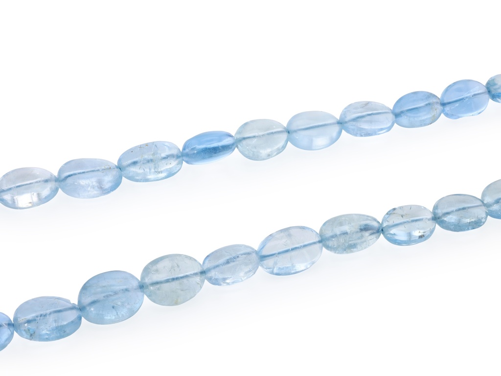 Aquamarine 6x5-12x10mm Polished Flat Oval Graduated