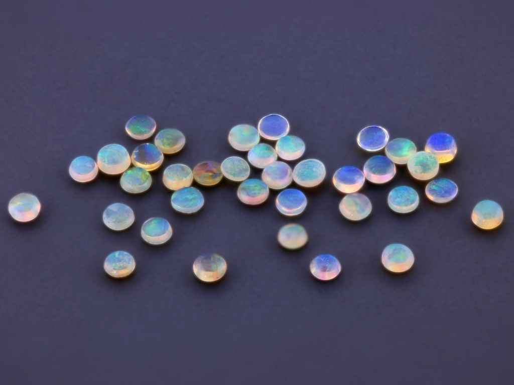 White Opal 2.25mm Round Cabochon