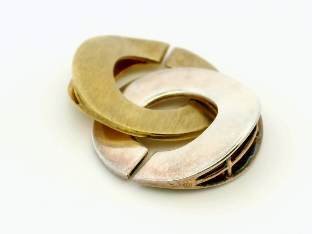 Clasp Sterling Silver and Gold Plated 20mm Interlocking 