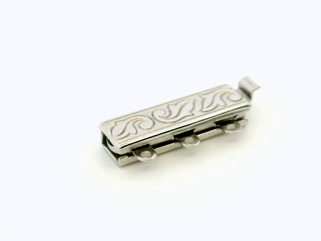 Clasp Sterling Silver 19x6mm 3 Row Rectangle with Pattern 