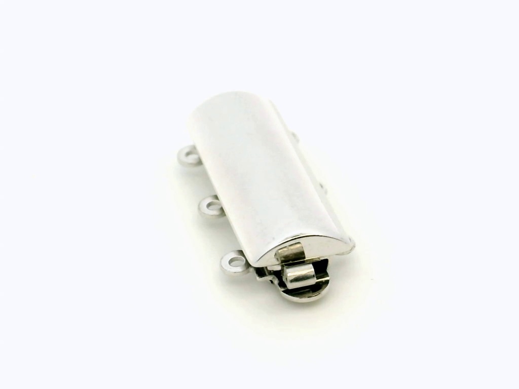 Clasp Sterling Silver 20.5x7.5mm 3 Row Rectangle with Curved Top Polished