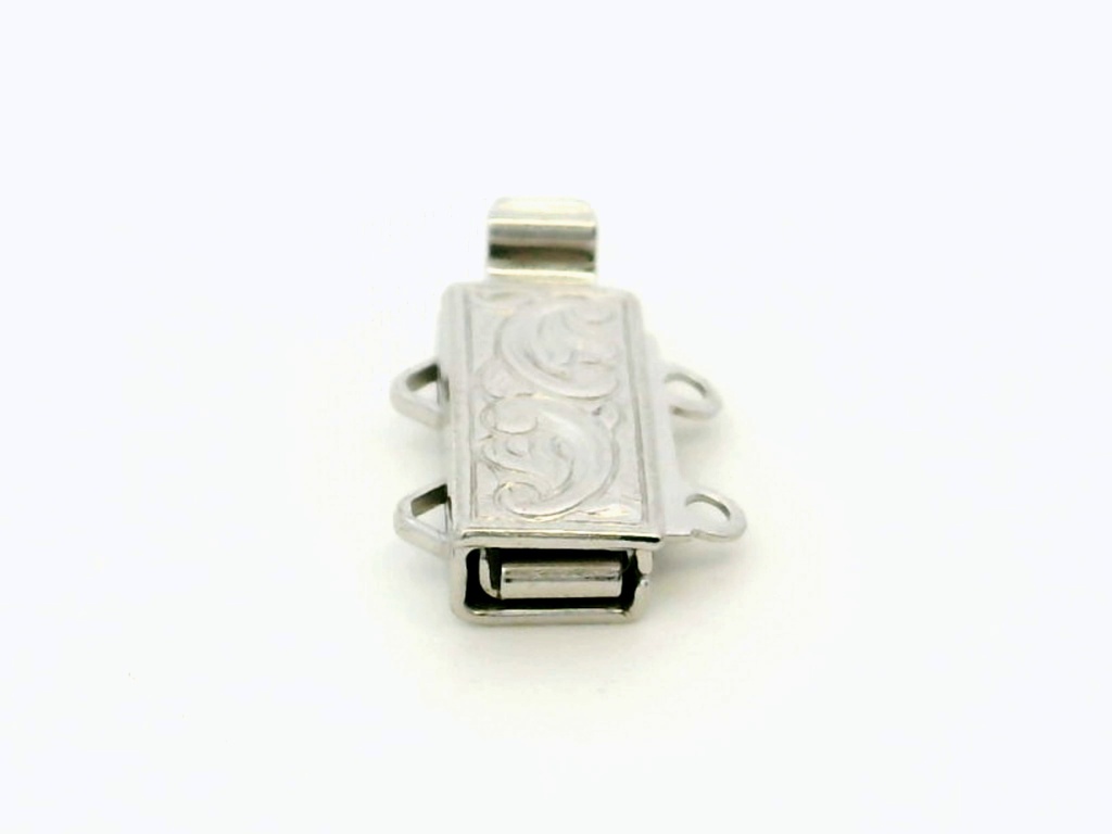 Clasp Sterling Silver 12x6mm 2 Row Rectangle with Pattern