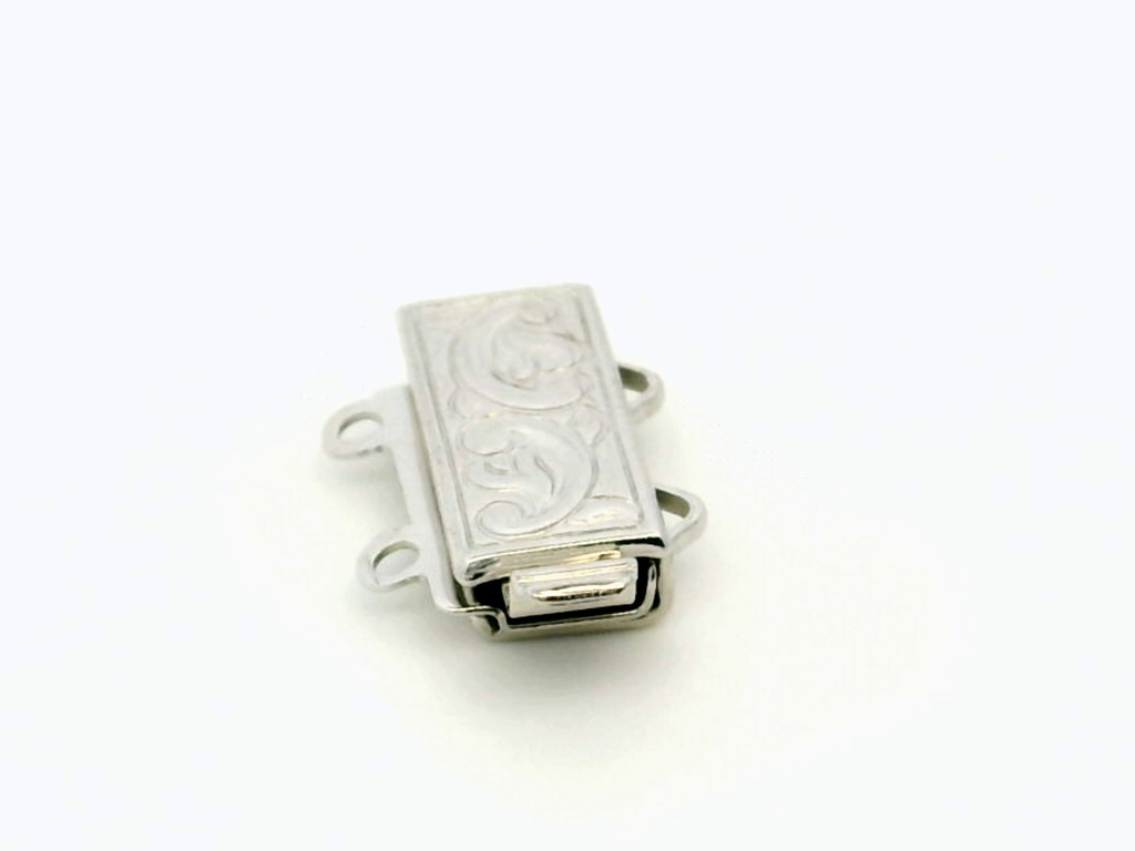 Clasp Sterling Silver 12x6mm 2 Row Rectangle with Pattern