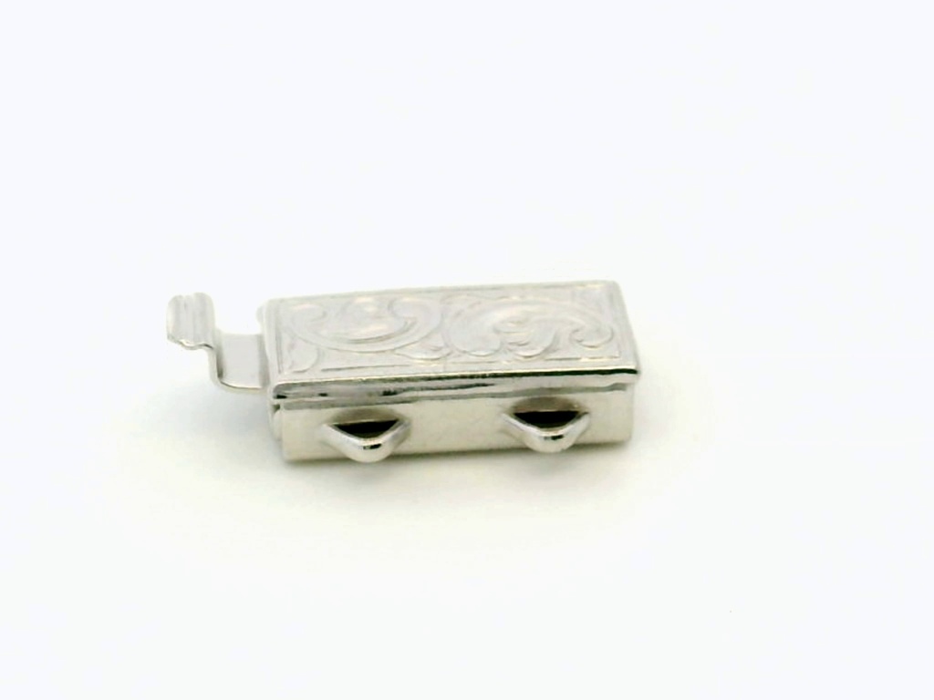 Clasp Sterling Silver 12x6mm 2 Row Rectangle with Pattern