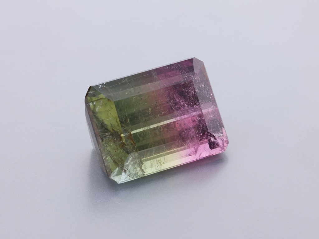 Tri Colour Tourmaline 13.65x10.4mm Emerald Cut