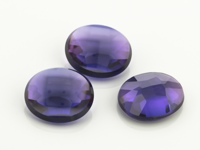 Synthetic/Lab Grown Sapphire 14x12mm Oval Buff Top Extra Facets Back German Cut Purple