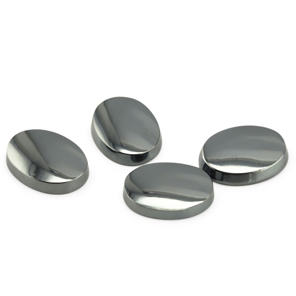 Haematite 16x12mm Oval Buff Top Single-Bevel. German Cut