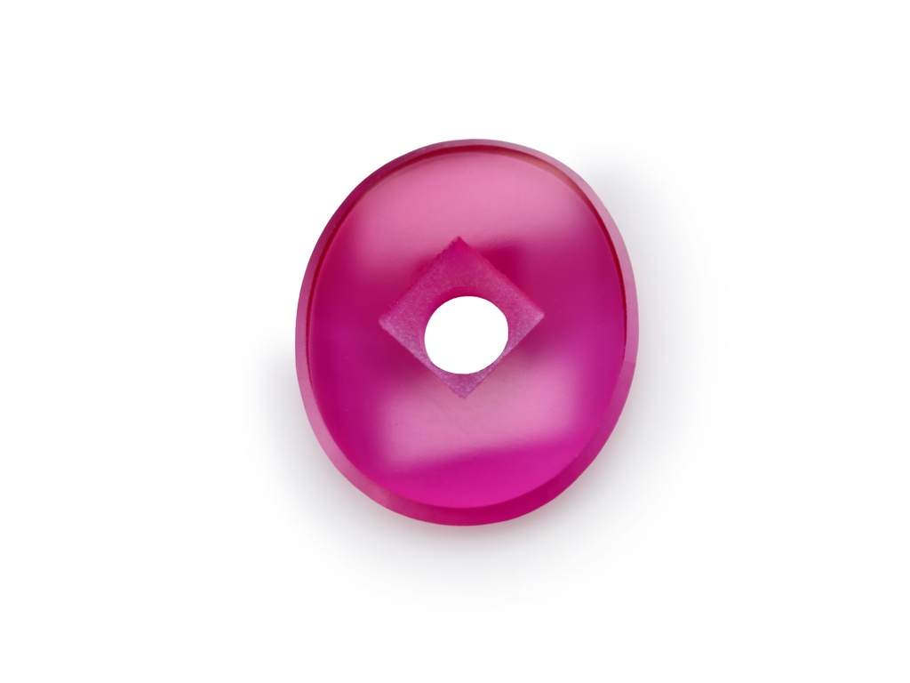 [YRVW1412P6] Synthetic/Lab Grown Ruby 14x12mm Oval Countersunk Center Drilled Flat Back Pink Red