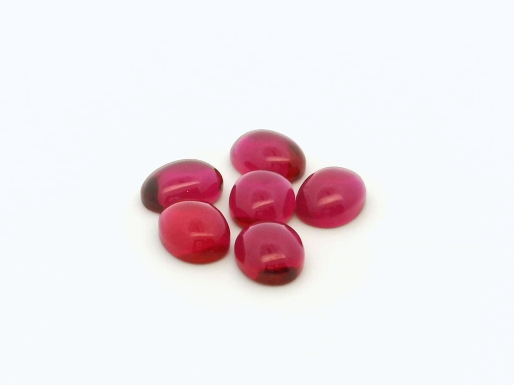 [YRVC0806P] Synthetic/Lab Grown Ruby 8x6mm Oval Cabochon Pink Red
