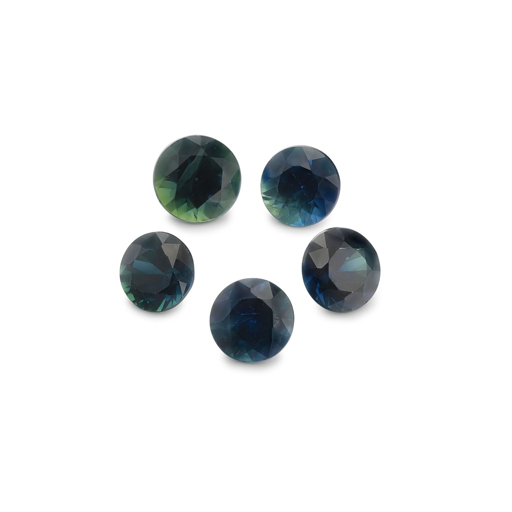 Blue Sapphire 3.1-3.5mm Round Dark Set of 5