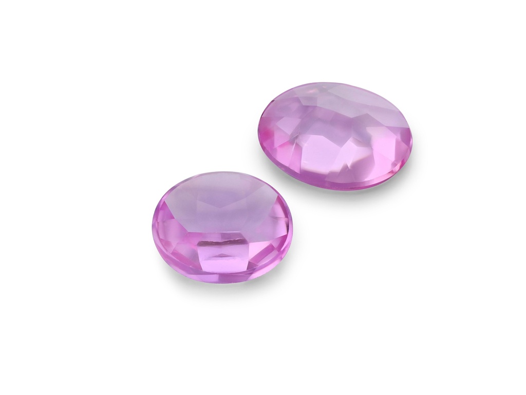 Synthetic/Lab Grown Sapphire 14x12mm Oval Buff Top Extra Facets Back German Cut Pink