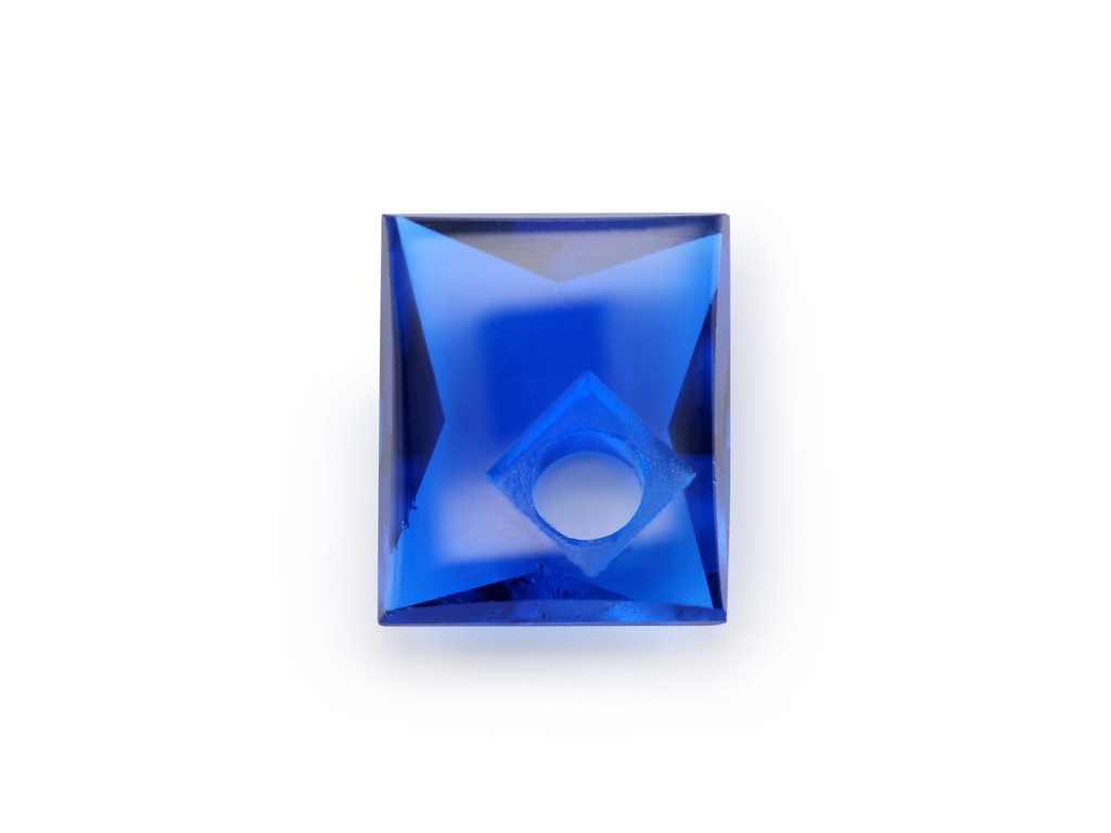 Synthetic/Lab Grown Spinel 12x10mm Baguette Countersunk Corner Drilled Faceted Back Cobalt Blue