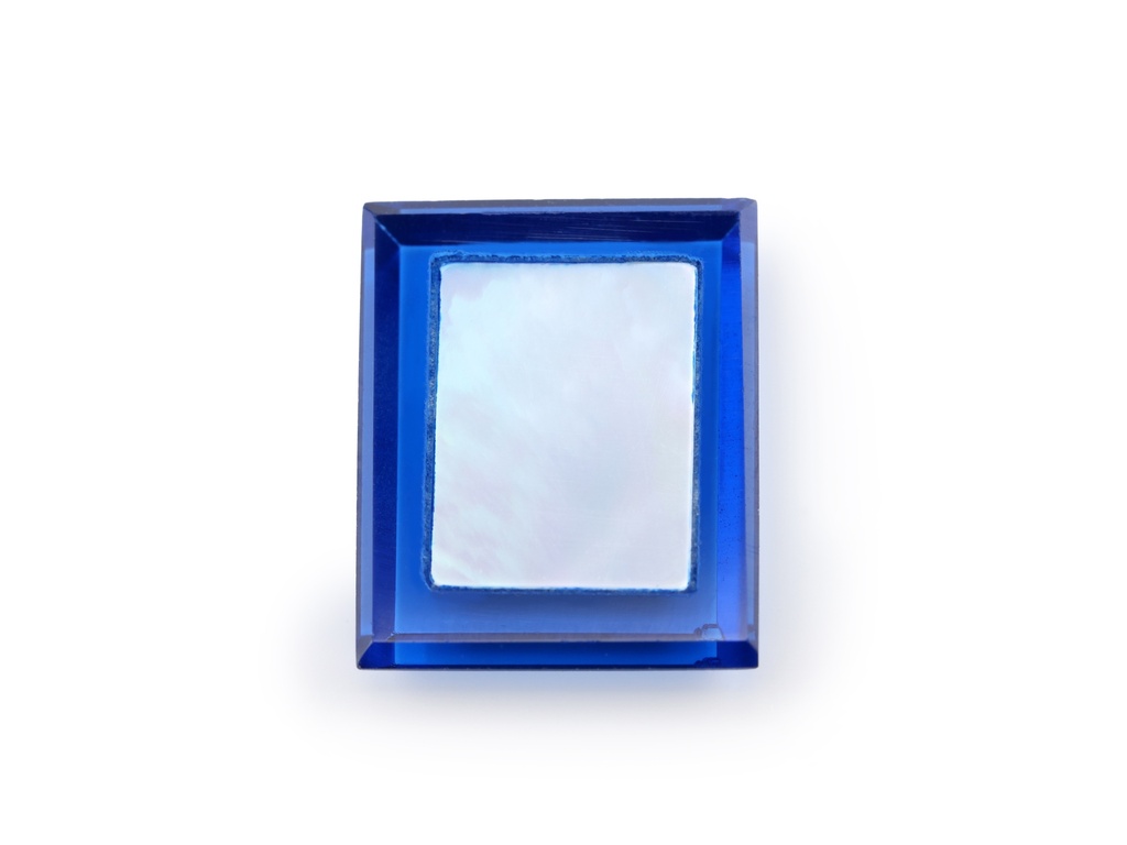 Synthetic/Lab Grown Spinel MOP 12x10mm Rectangle Buff Top #15 Cobalt Blue