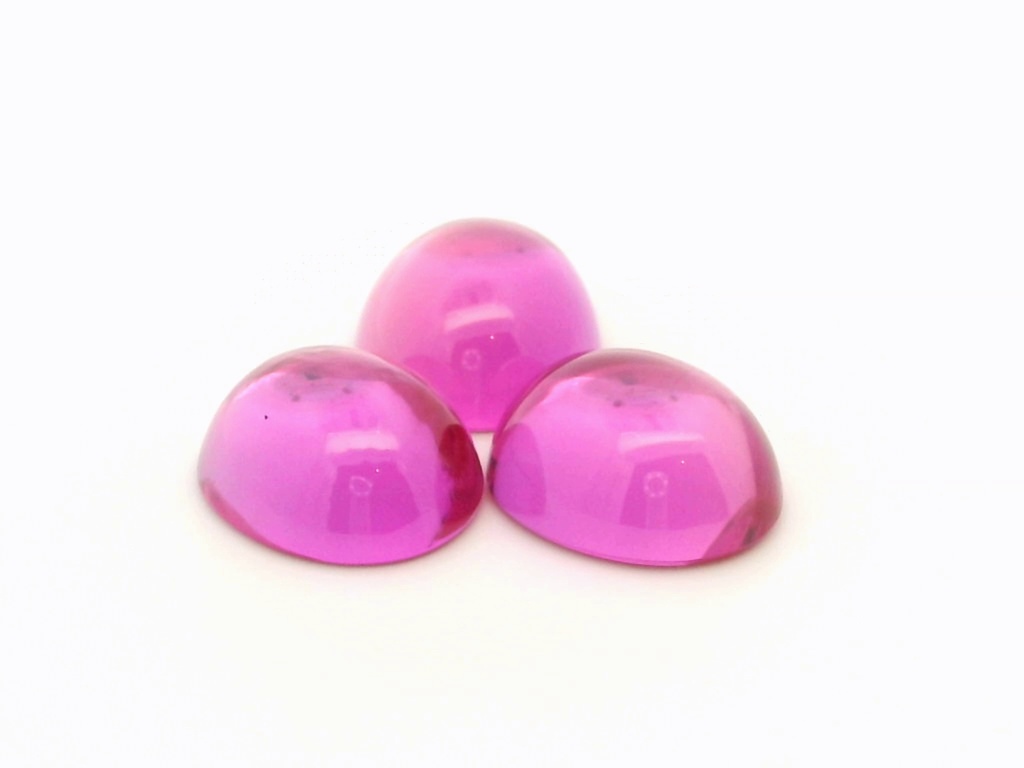 [YPVC1412] Synthetic/Lab Grown Sapphire 14x12mm Oval Cabochon German Cut Pink
