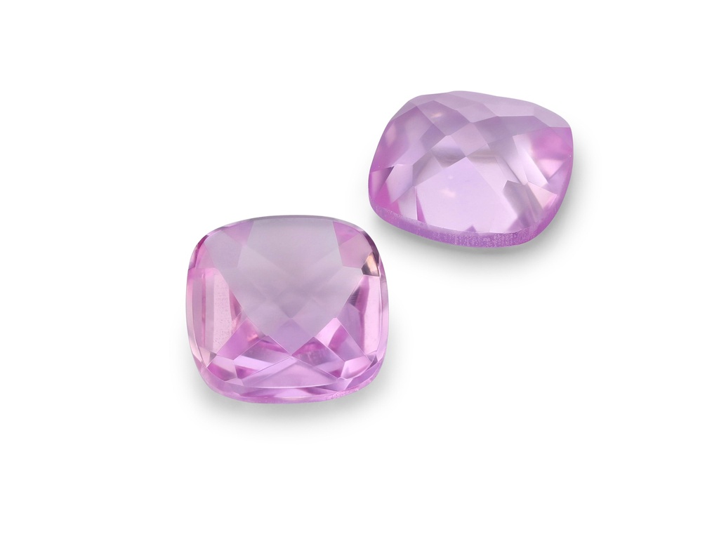 Synthetic/Lab Grown Sapphire 11mm Square Cushion Buff Top German Cut Pink