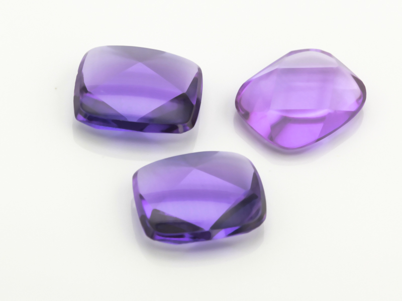 [YUAT1210P1] Synthetic/Lab Grown Sapphire 12x10mm Cushion Buff Top Faceted Back German Cut Purple