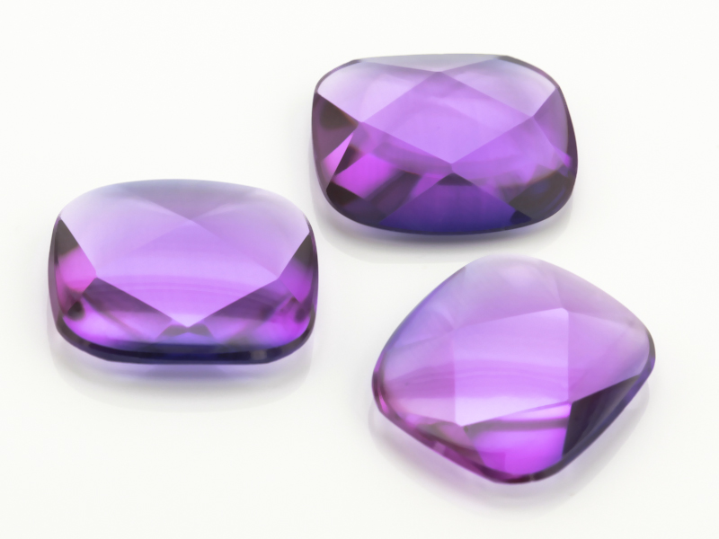 [YUAT1614P1] Synthetic/Lab Grown Sapphire 16x14mm Cushion Buff Top Faceted Back German Cut Purple