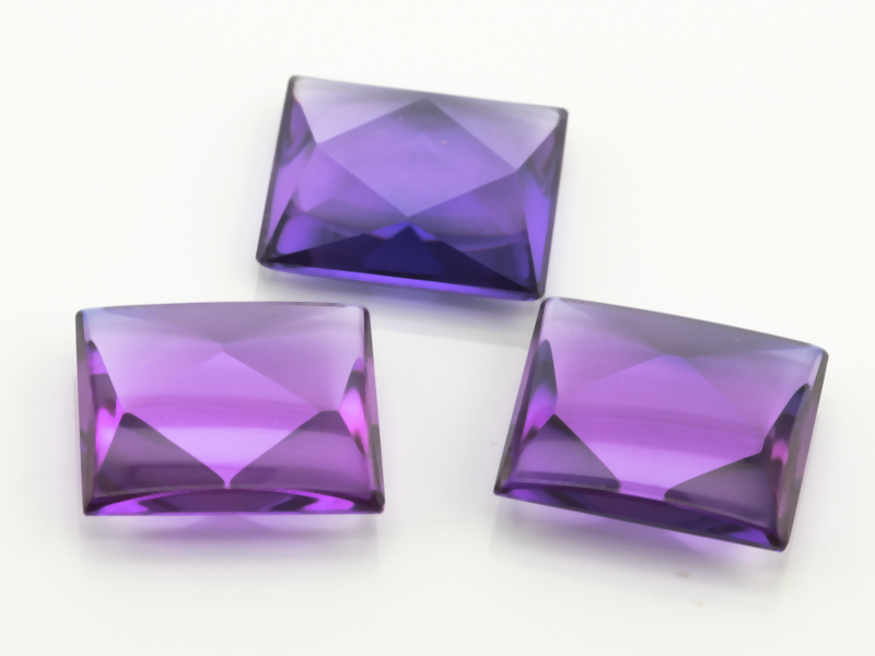 Synthetic/Lab Grown Sapphire 14x12mm Baguette Faceted Back German Cut Buff Top Purple