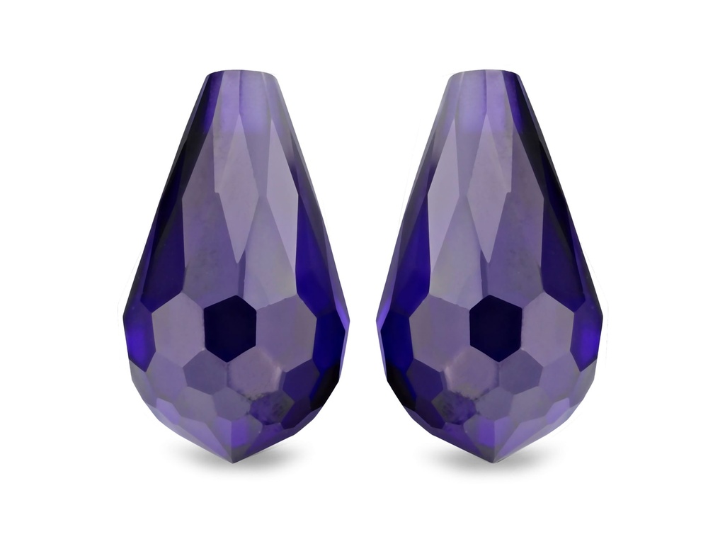 [BRZJ3010] Cubic Zirconia 7x5mm Briolette Purple Pair