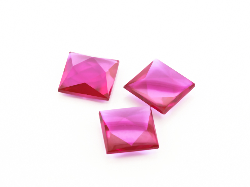 Synthetic/Lab Grown Ruby 10mm Square Buff Top Pink Red
