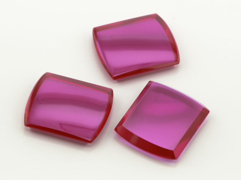 [YRWT1412P1] Synthetic/Lab Grown Ruby 14x12mm Barrel Buff Top Flat Back Pink Red