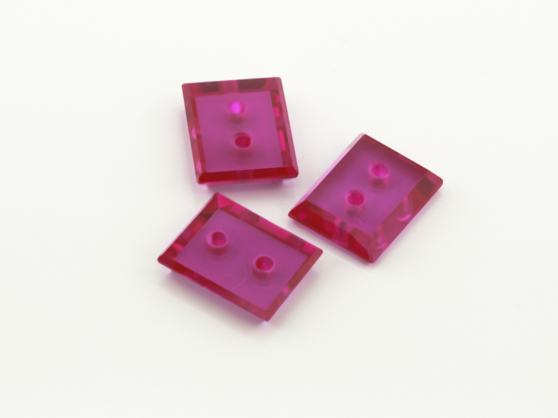 Synthetic/Lab Grown Ruby 10x8mm Baguette Double Drilled Flat Back Pink Red