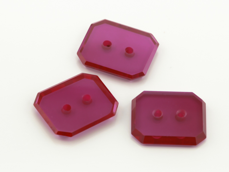 Synthetic/Lab Grown Ruby 14x12mm Emerald Cut Double Drilled Flat Back Pink Red
