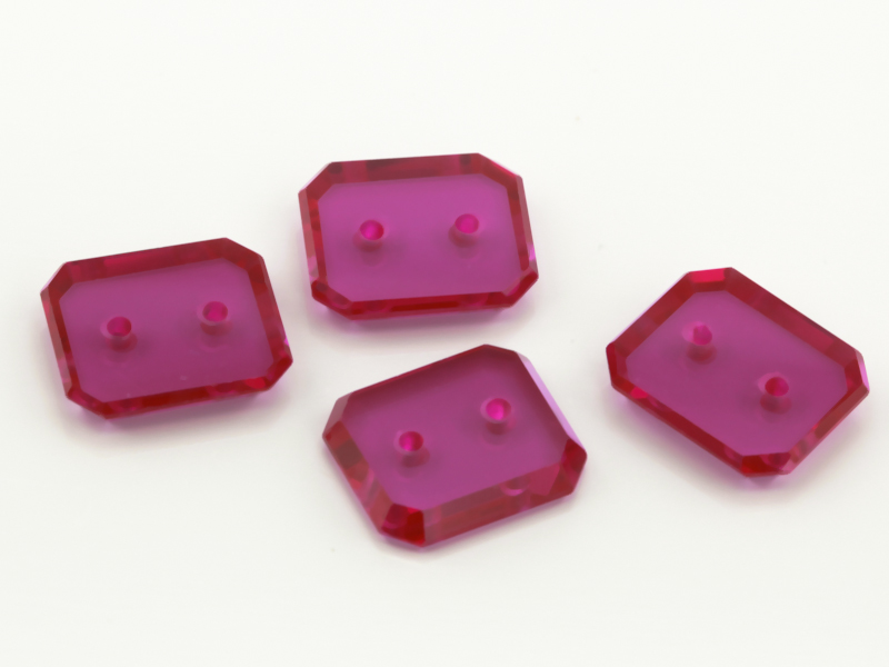 Synthetic/Lab Grown Ruby 12x10mm Emerald Cut Double Drilled Flat Back Pink Red