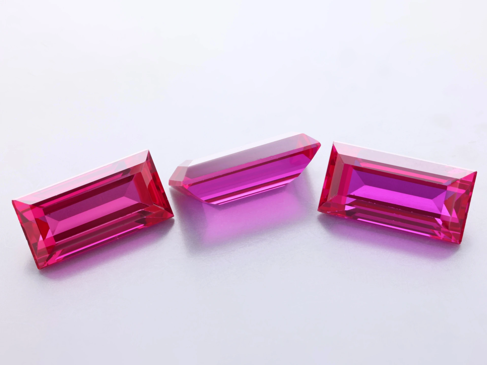 [YRBS1206P] Synthetic/Lab Grown Ruby 12x6mm Shallow Baguette Pink Red