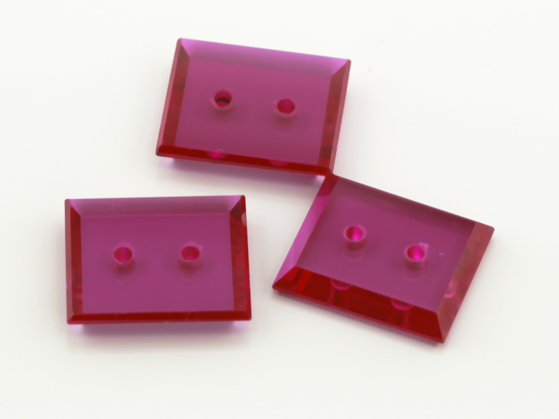 Synthetic/Lab Grown Ruby 14x12mm Baguette Double Drilled Flat Back Pink Red