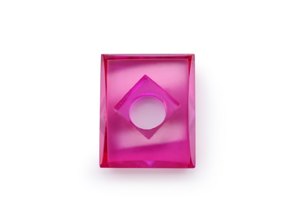 Synthetic/Lab Grown Ruby 10x8mm Rectangular Countersunk Center Drilled Flat Back Pink Red