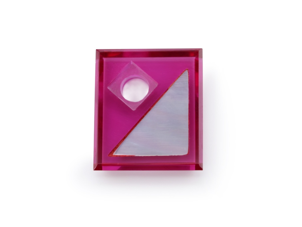 Synthetic/Lab Grown Ruby MOP 14x12mm Baguette Countersunk Corner Drilled #4 Pink Red