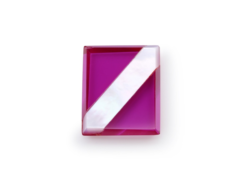 Synthetic/Lab Grown Ruby MOP 12x10mm Baguette Buff Top #7 Pink Red