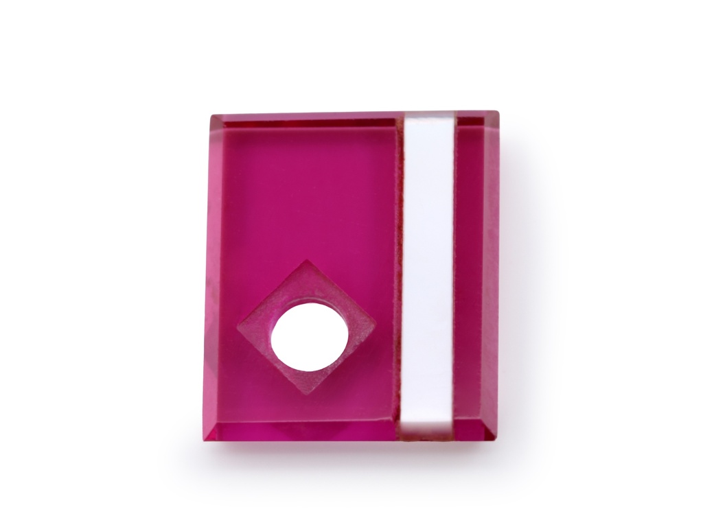 Synthetic/Lab Grown Ruby MOP 14x12mm Baguette Countersunk Corner Drilled #24 Pink Red