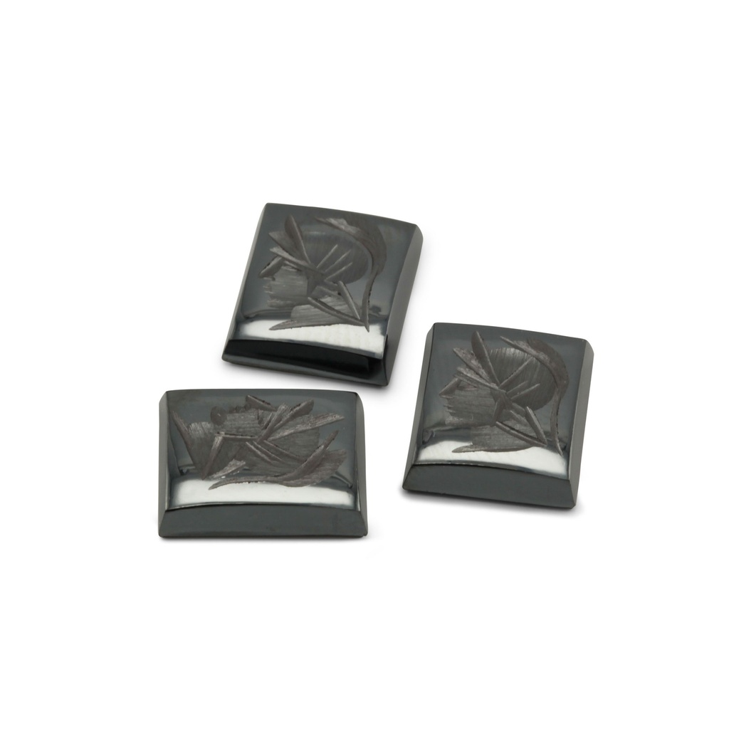 Haematite 12x10mm Rectangle Intaglio Single-Bevel German Cut