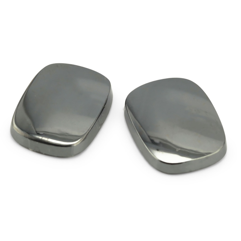 Haematite 16x12mm Cushion Buff Top Single-Bevel German Cut