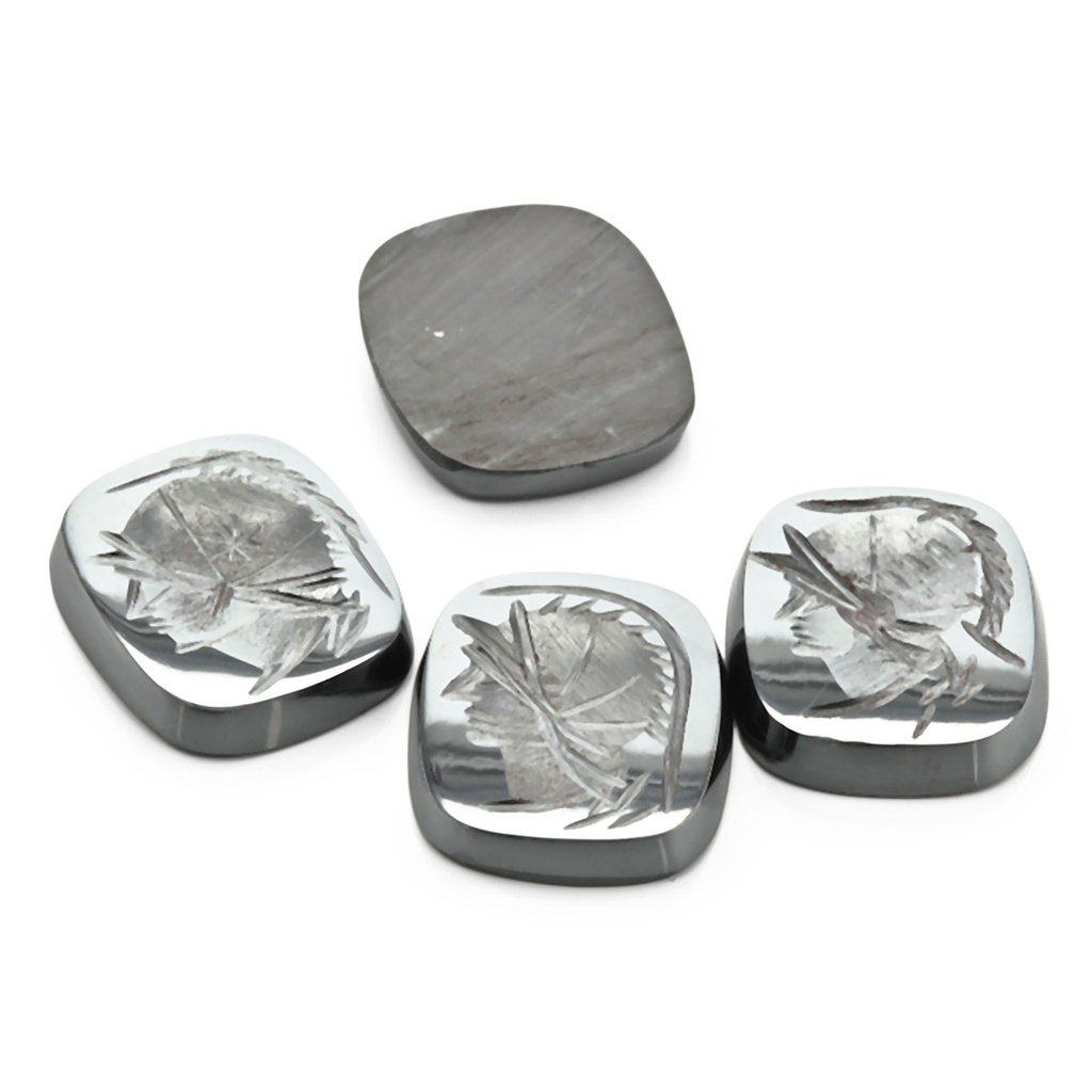 Haematite 14x12mm Cushion Intaglio Single Bevel