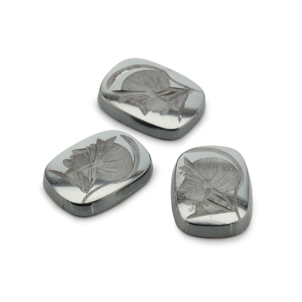 Haematite 16x12mm Cushion Intaglio Single Bevel