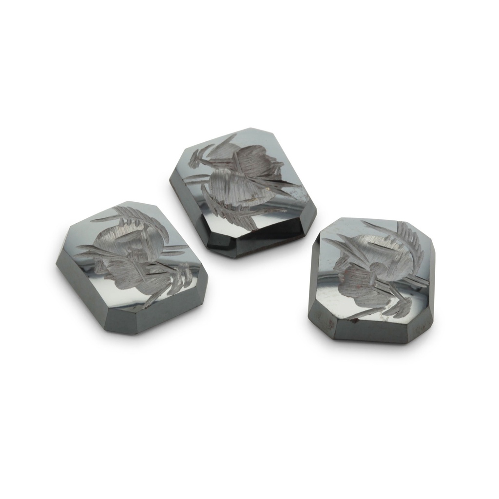 Haematite 14x12mm Octagonal Intaglio Single Bevel