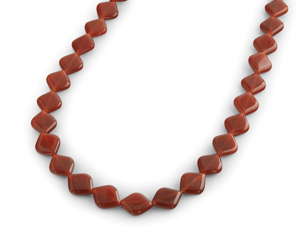 Carnelian 16x13mm Flat Diamond Strand