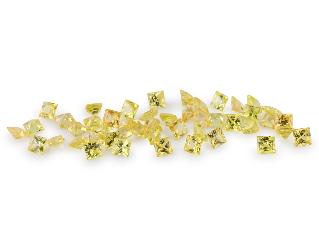 Beryllium Treated Sapphire 1.75mm Princess Cut Yellow
