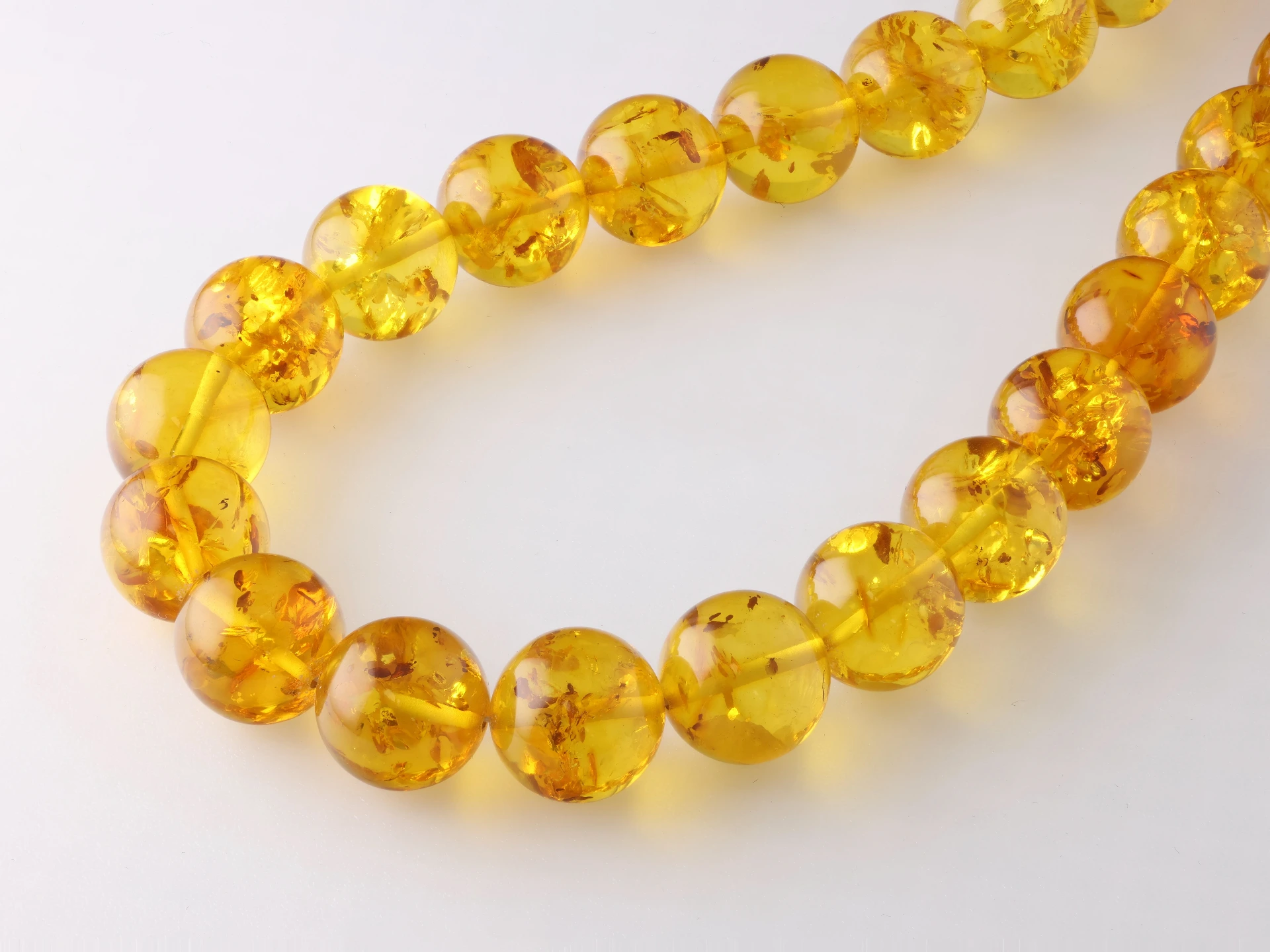 Amber 16mm Round Polished Bead Finished Strand