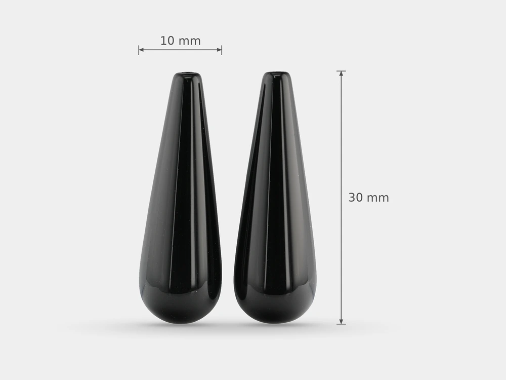 Onyx Briolette 28x10mm Pair