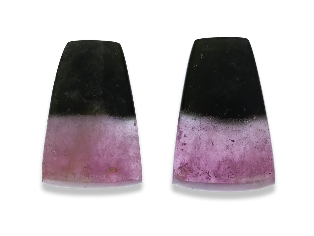 [UMBS1412X1] Bi Colour Tourmaline 11.5x13.5x9mm Tapered Baguette PairPink Green PAIR