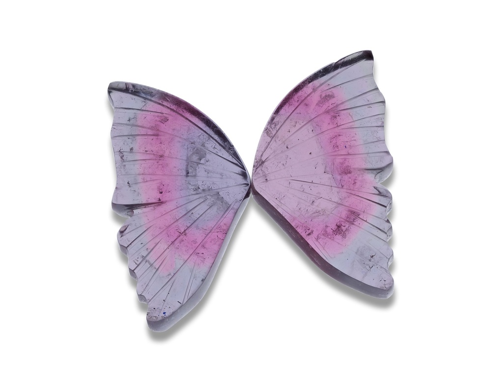 [CARVX3050] Pink Grey Tourmaline Butterfly Wings 22x25mm