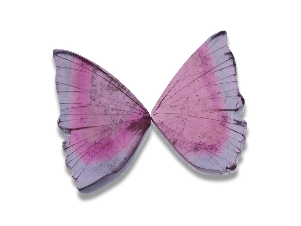 [CARVX3051] Pink Grey Tourmaline Butterfly Wings 19x24mm
