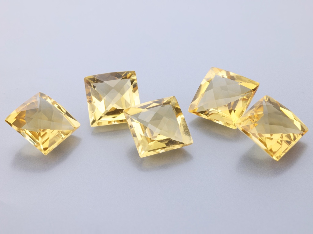Citrine 9.00mm Square Chequerboard