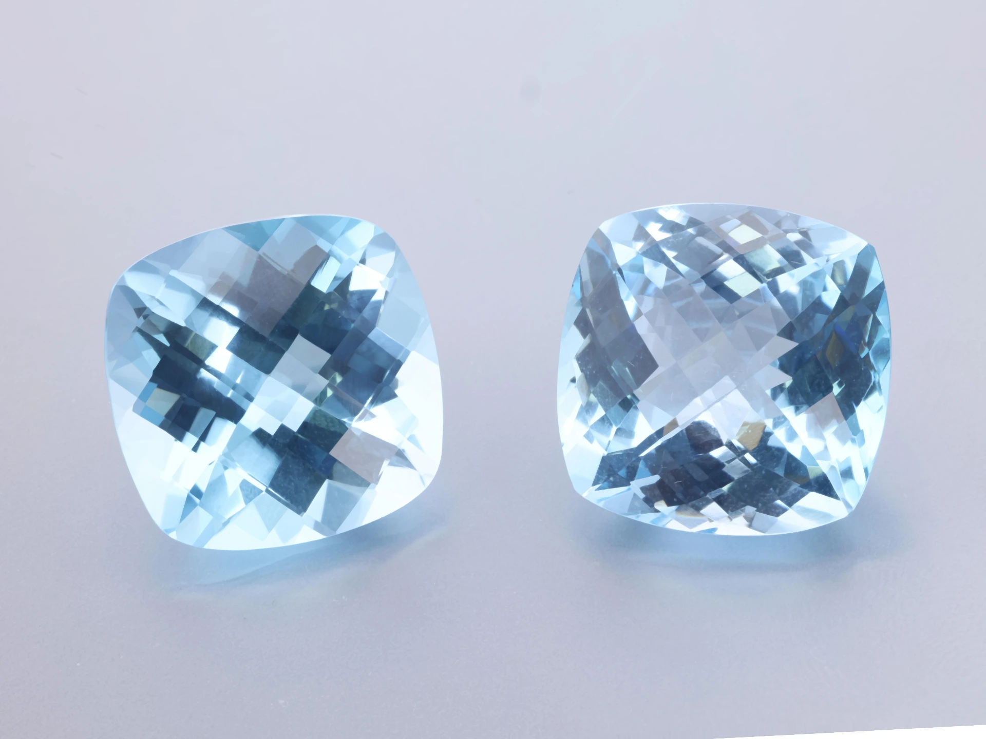 Topaz 16mm Square Cushion Chequerboard Light Blue 